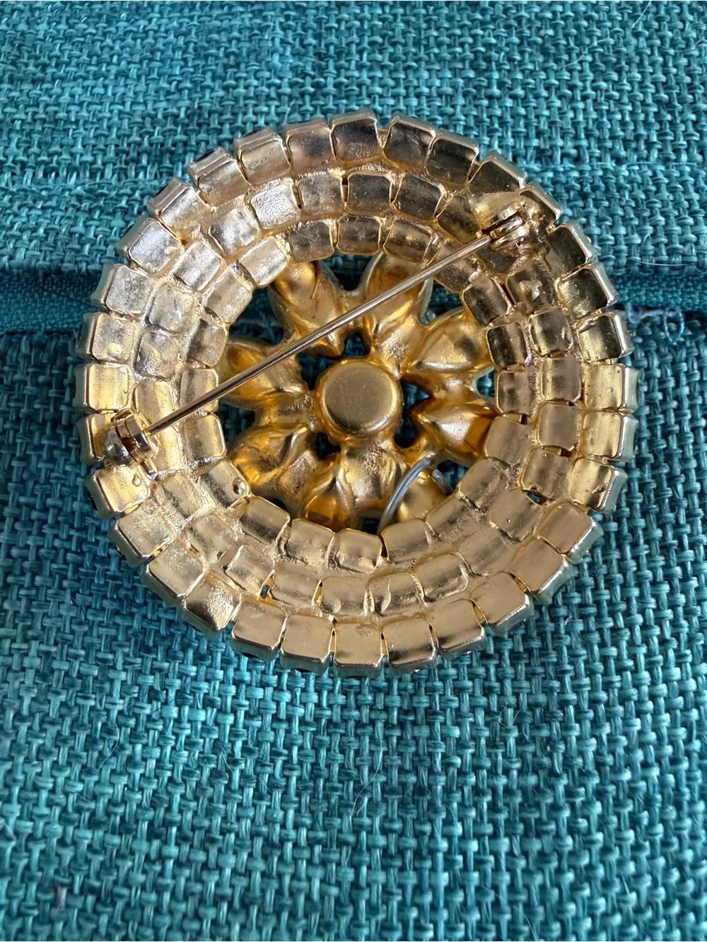 Vintage Juliana DeLizza Elster Topaz AB Rhinestone Pinwheel Brooch Pin 1960s